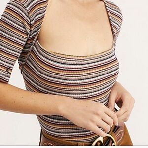 FP Movement by Free People Striped Crop Top - Multicolor Size L